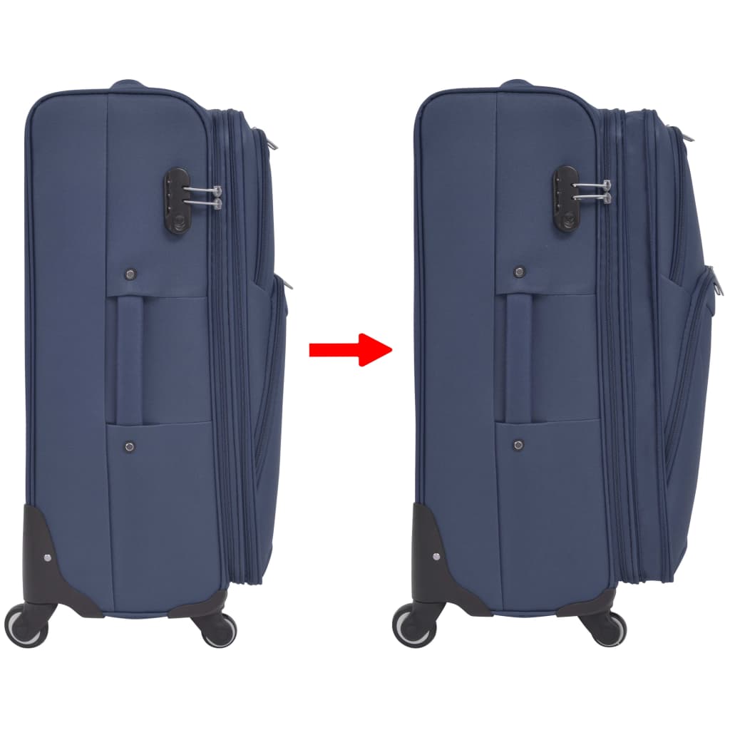 vidaXL Jeu de valises souples 3 pcs Bleu marine
