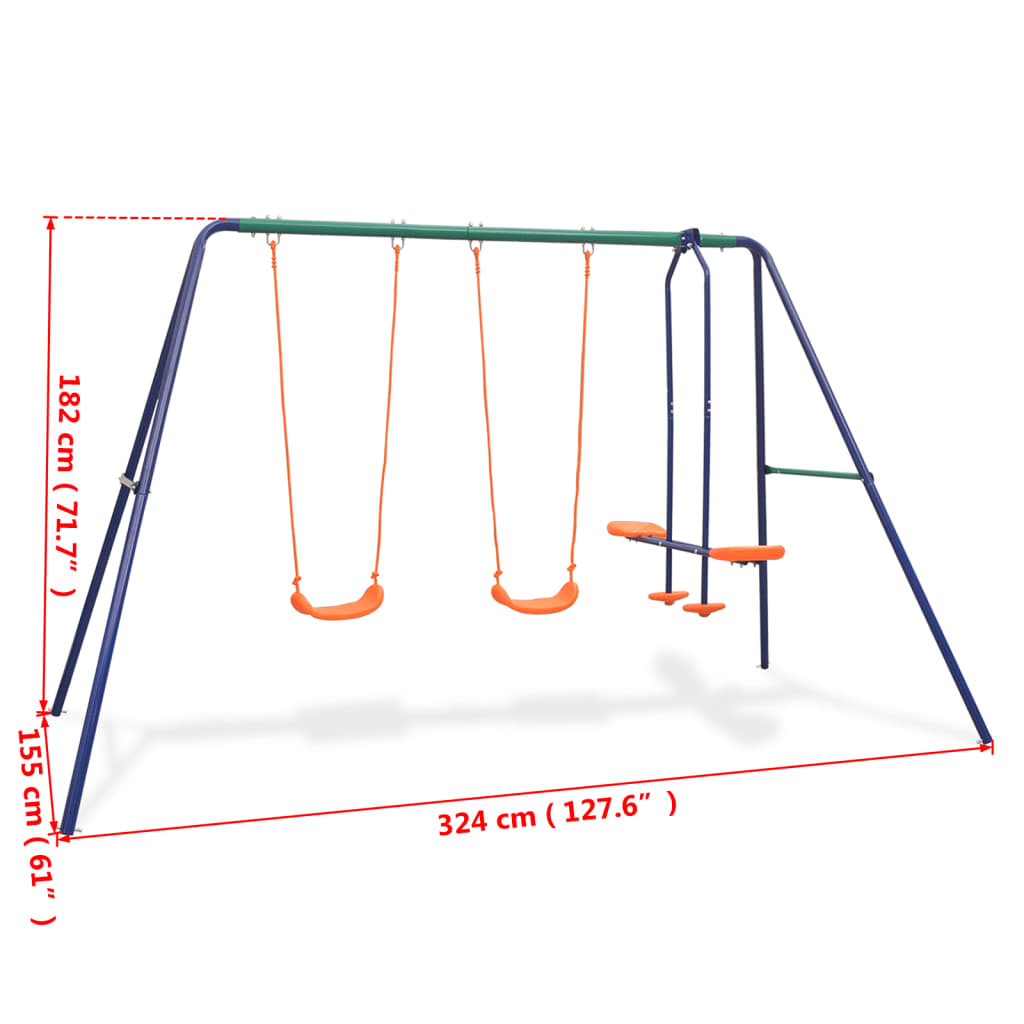 vidaXL Ensemble de balançoires avec 4 sièges Orange