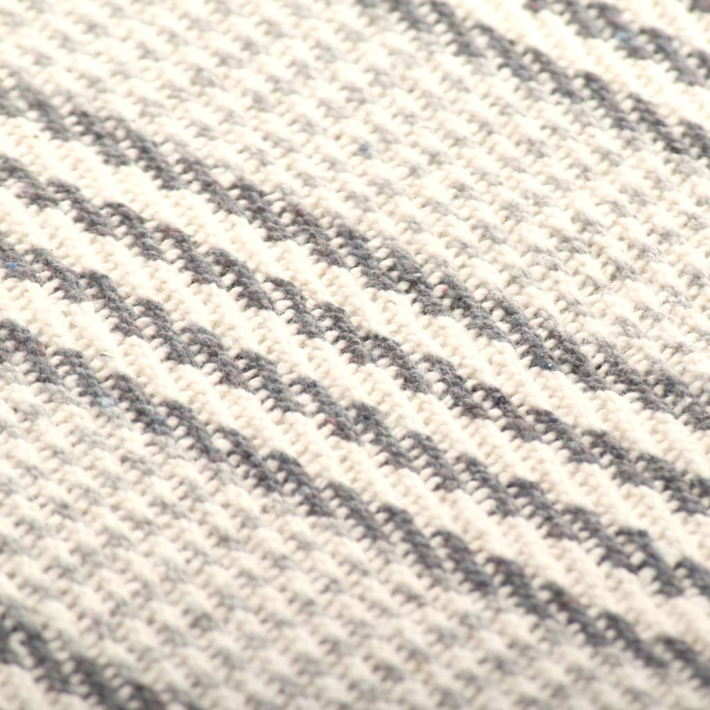 vidaXL Couverture coton à rayures 160x210 cm Gris et Blanc
