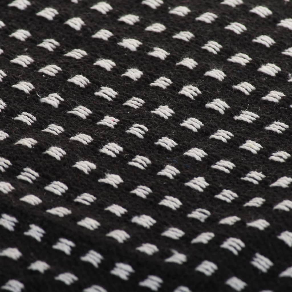 vidaXL Couverture coton à carrés 220x250 cm Noir