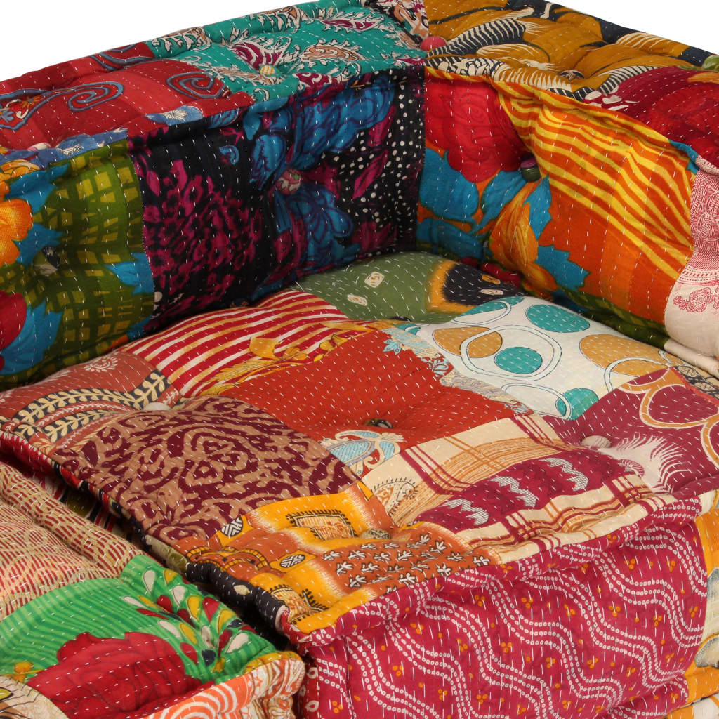 vidaXL Pouf modulaire à 2 places Patchwork Tissu