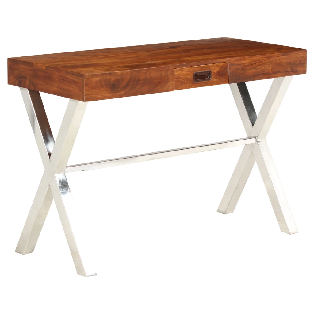 vidaXL Bureau Bois d'acacia solide avec finition miel 110x50x76 cm