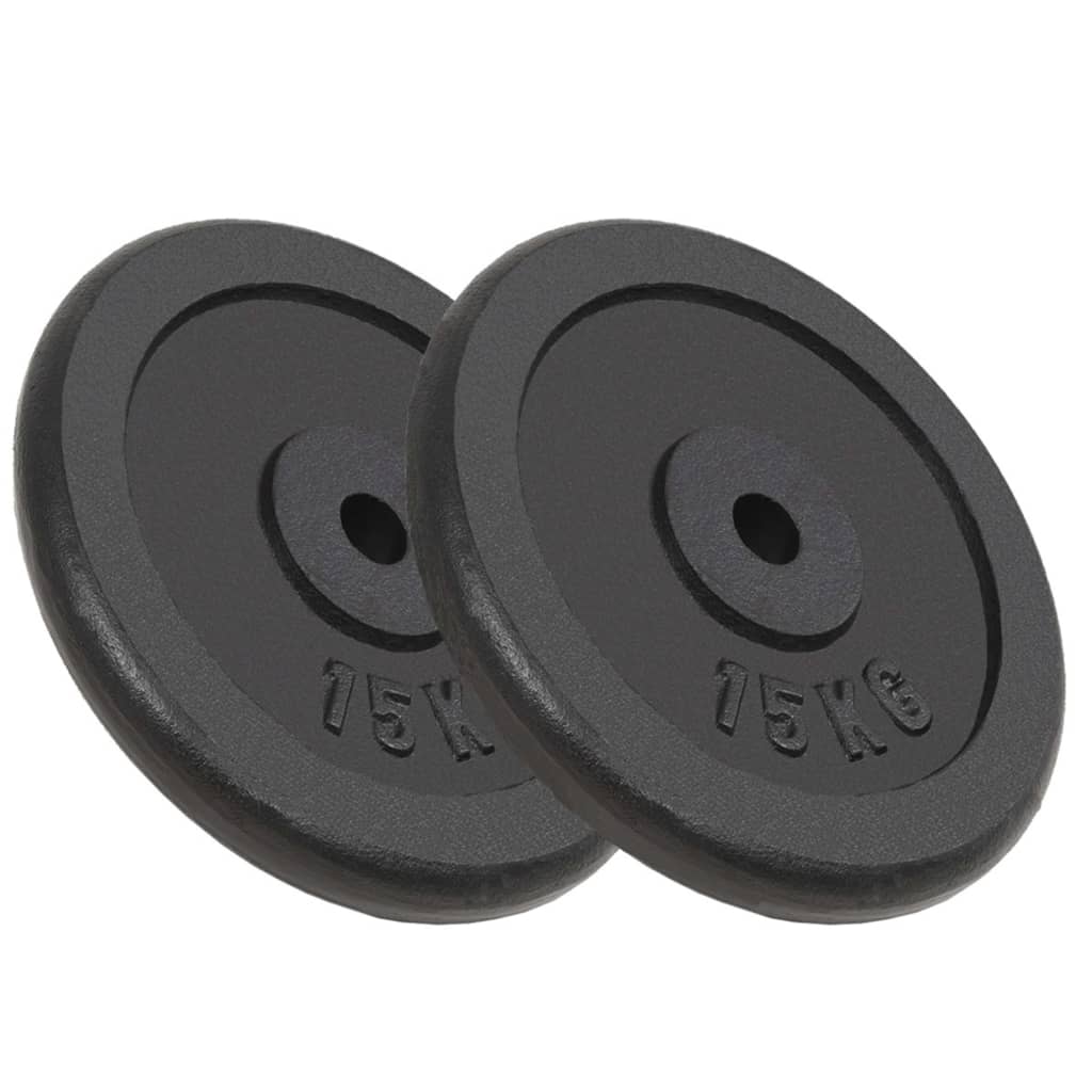 vidaXL Plaque de poids 2 pcs 2x15 kg Fonte