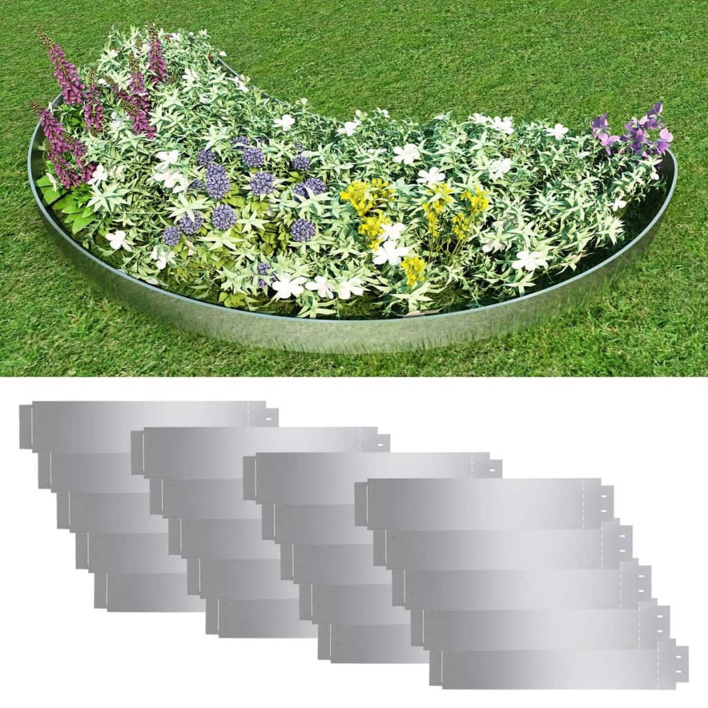 vidaXL Clôture de pelouse 20 pcs Acier galvanisé 100x20 cm