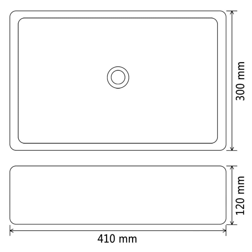 vidaXL Lavabo Céramique Rectangulaire Noir 41 x 30 x 12 cm