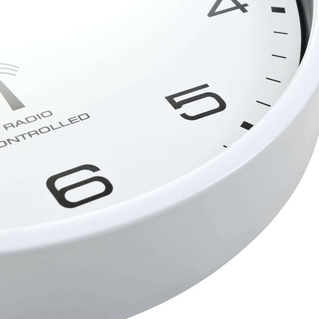 vidaXL Horloge murale radioguidée avec mouvement à quartz 31 cm Blanc