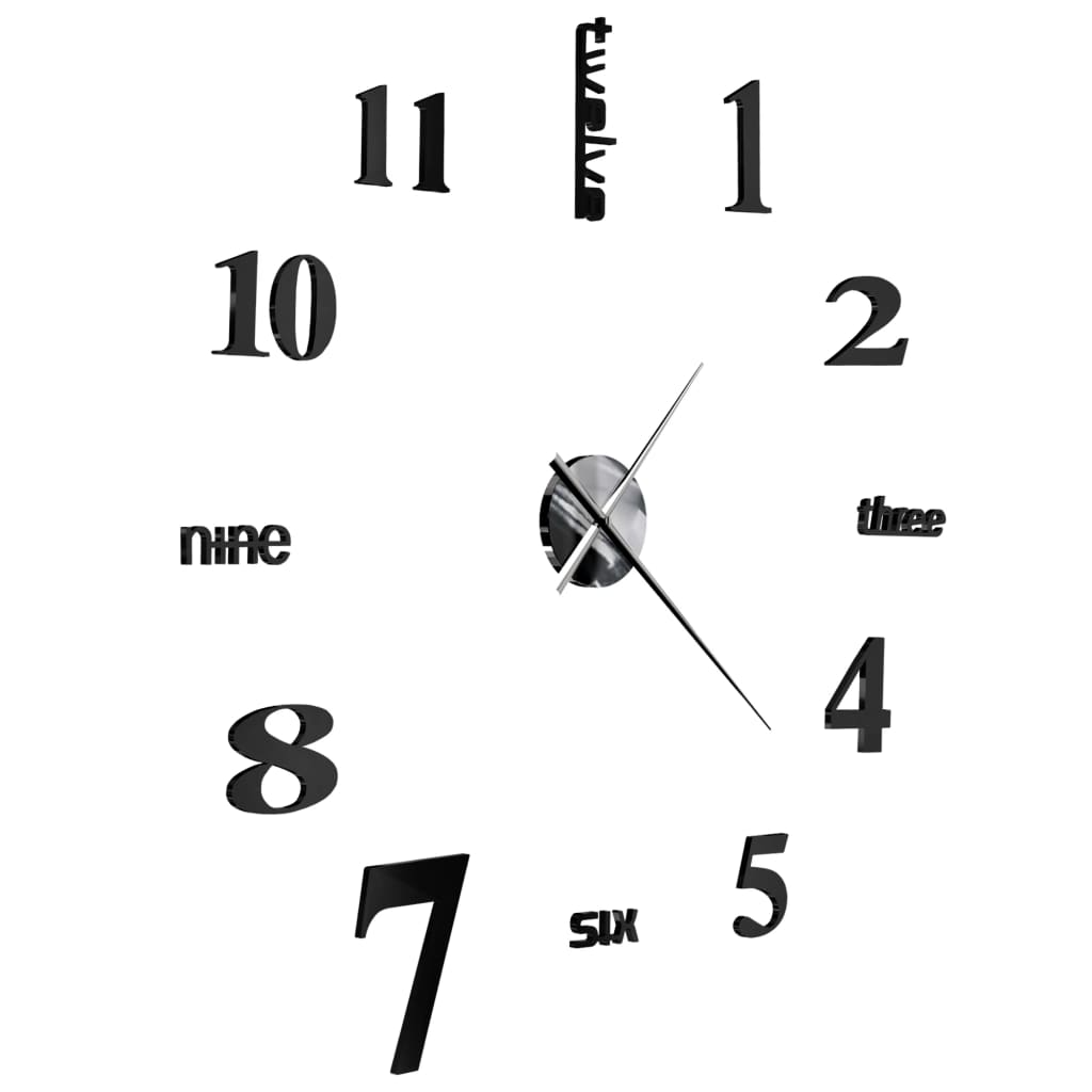 vidaXL Horloge murale 3D Design moderne 100 cm XXL Noir