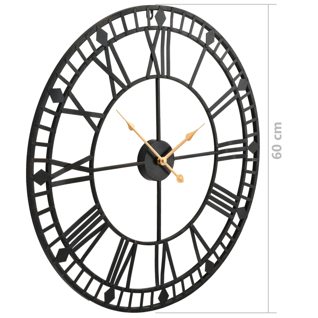 vidaXL Horloge murale vintage avec mouvement à quartz Métal 60 cm XXL