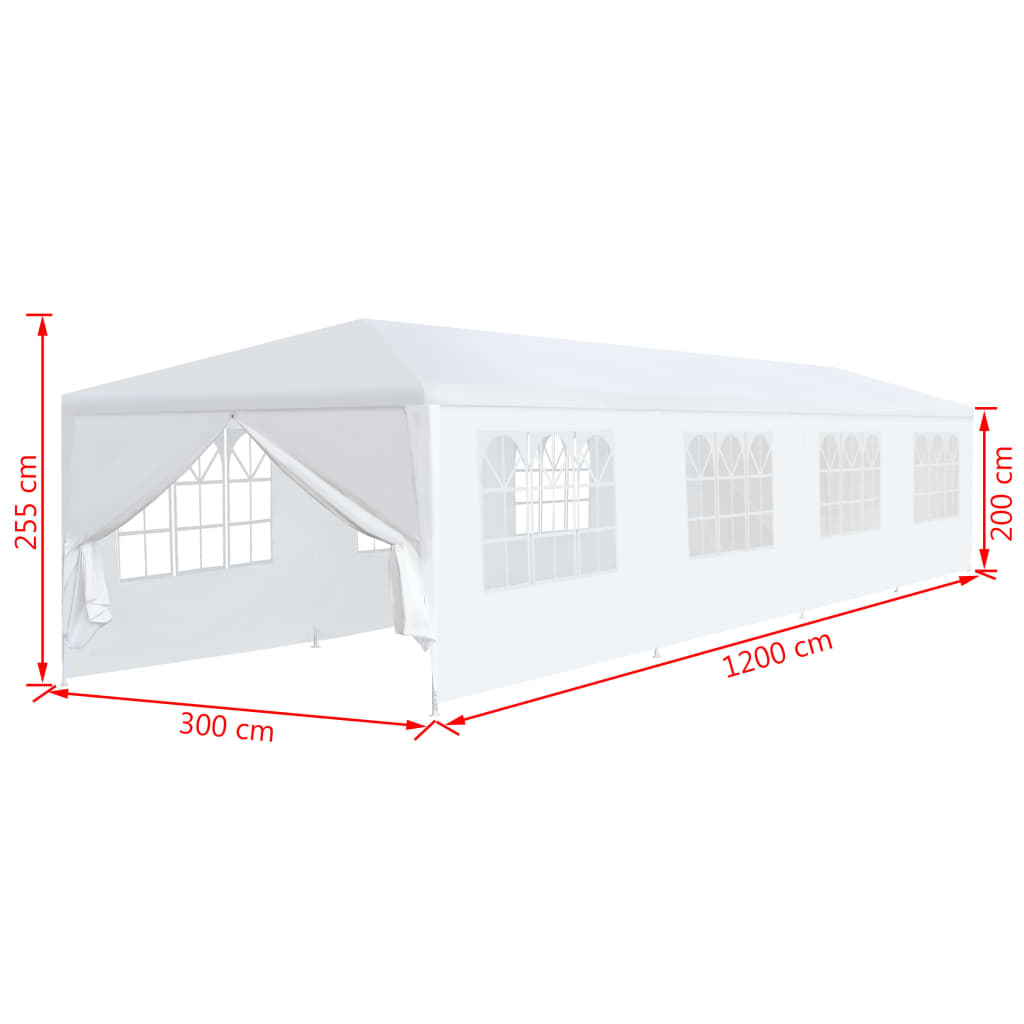 vidaXL Tonnelle de jardin 3 x 12 m Blanc