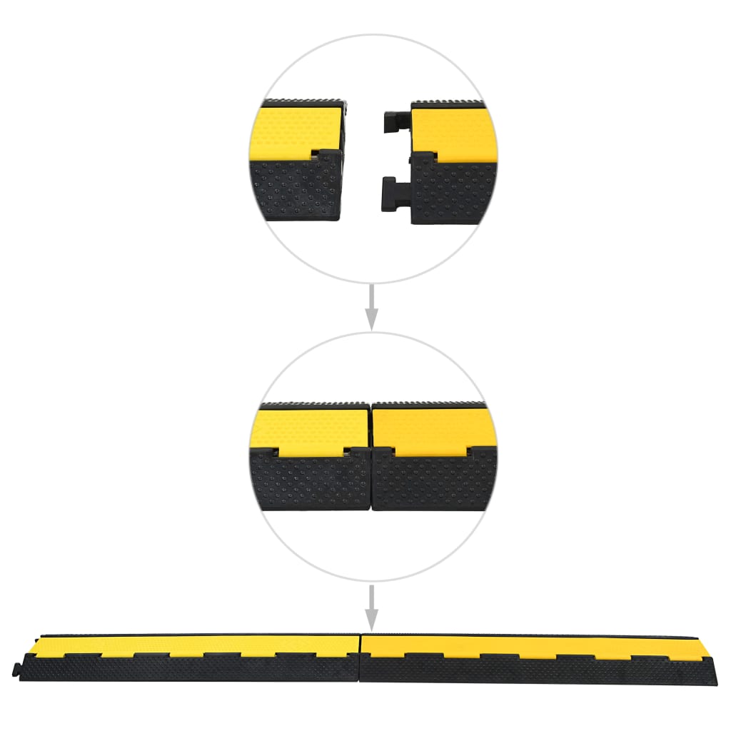 vidaXL Rampe de protection de câble 4 pcs 2 canaux caoutchouc 101,5 cm