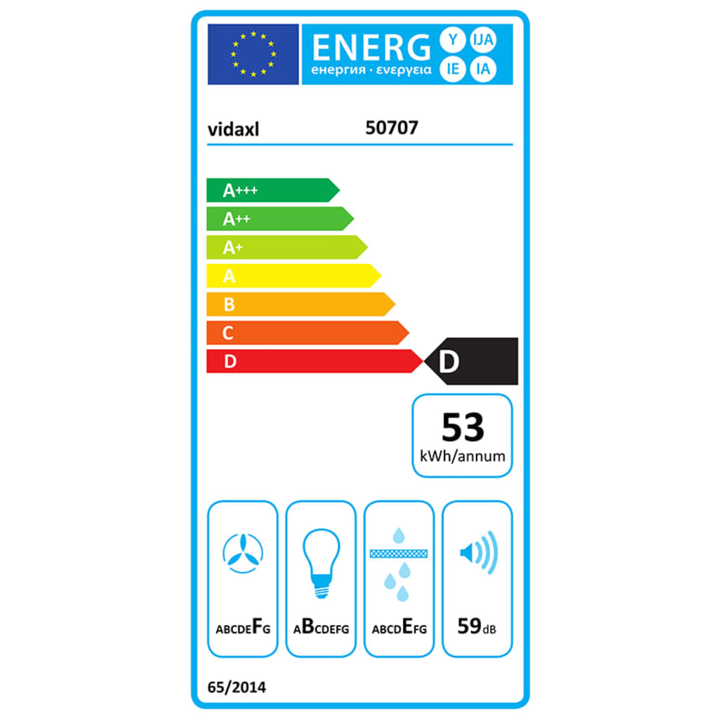 vidaXL Hotte murale Acier inoxydable 756 m³/h 60 cm Noir