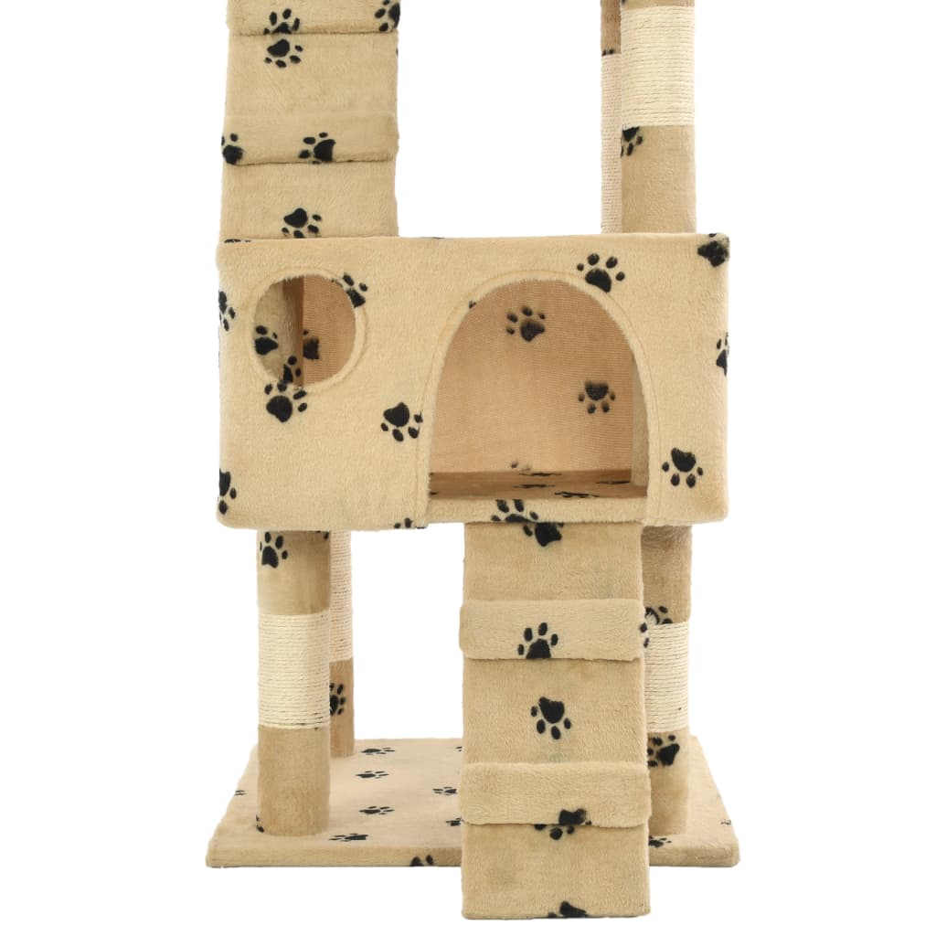 vidaXL Arbre à chat et griffoirs en sisal 170 cm Beige Motif de pattes