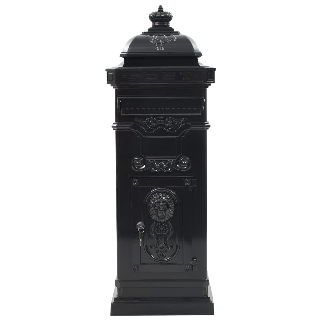 vidaXL Boîte aux lettres à pilier Aluminium Vintage antirouille Noir