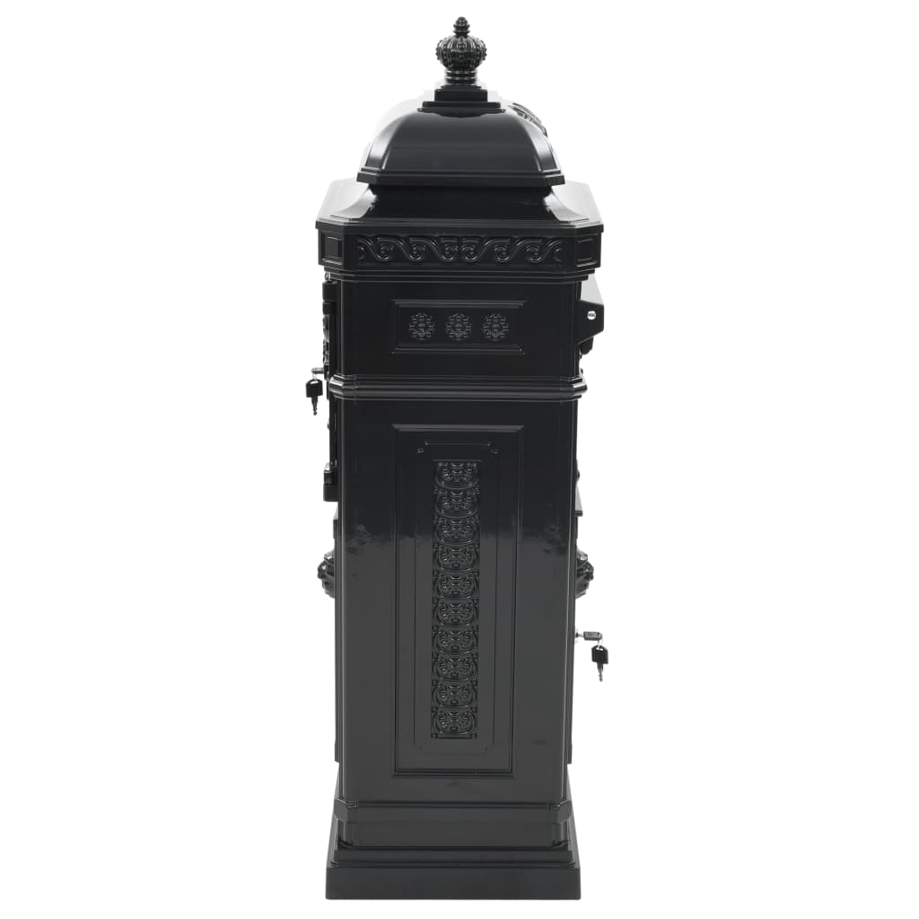 vidaXL Boîte aux lettres à pilier Aluminium Vintage antirouille Noir