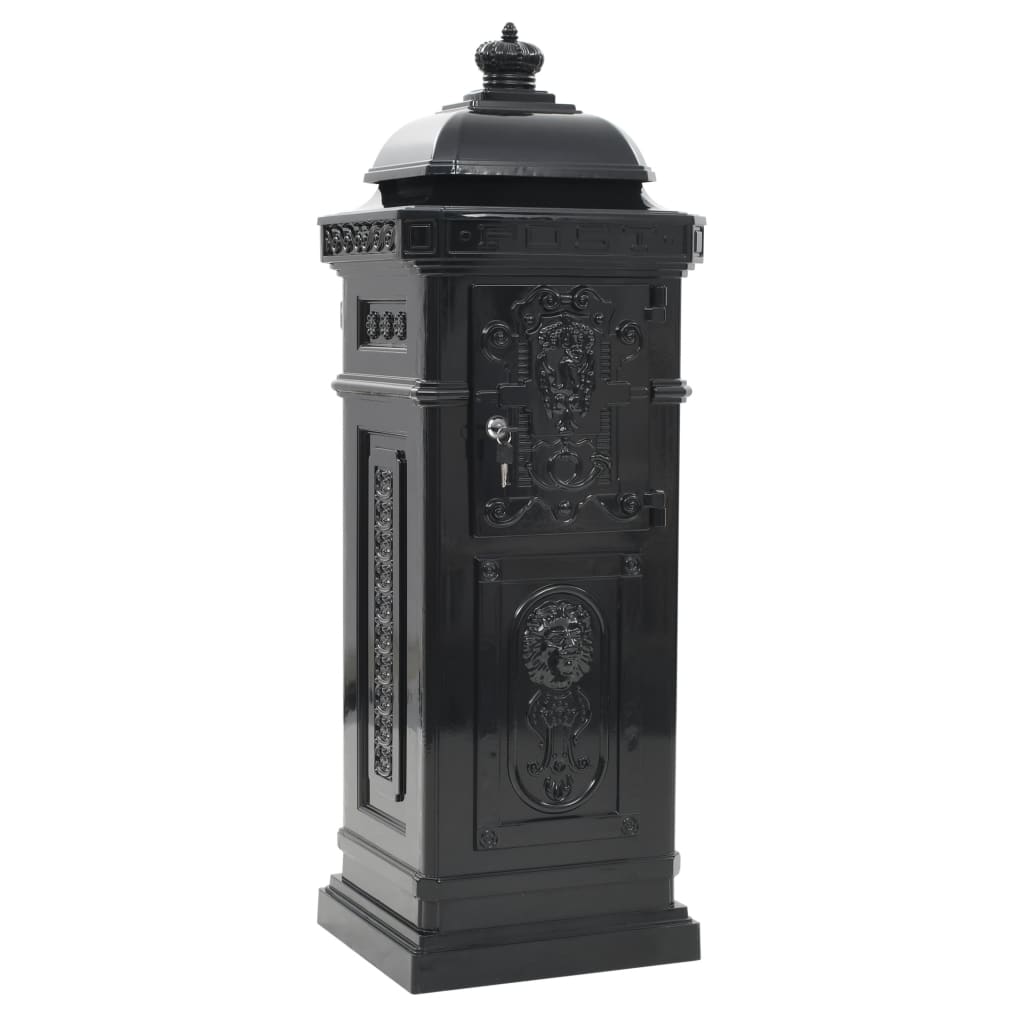 vidaXL Boîte aux lettres à pilier Aluminium Vintage antirouille Noir
