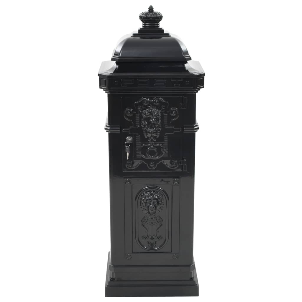 vidaXL Boîte aux lettres à pilier Aluminium Vintage antirouille Noir