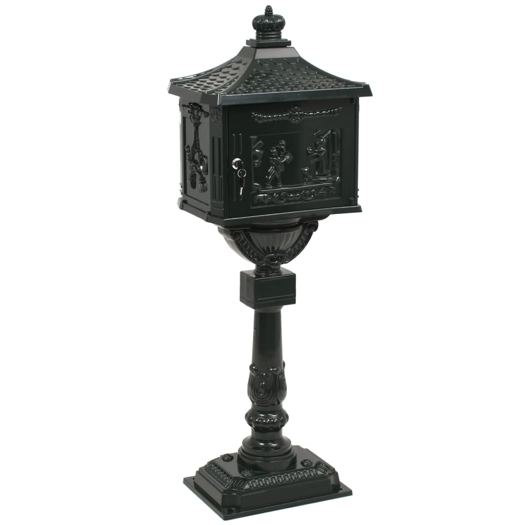 vidaXL Boîte aux lettres sur pied Aluminium Vintage Antirouille Vert