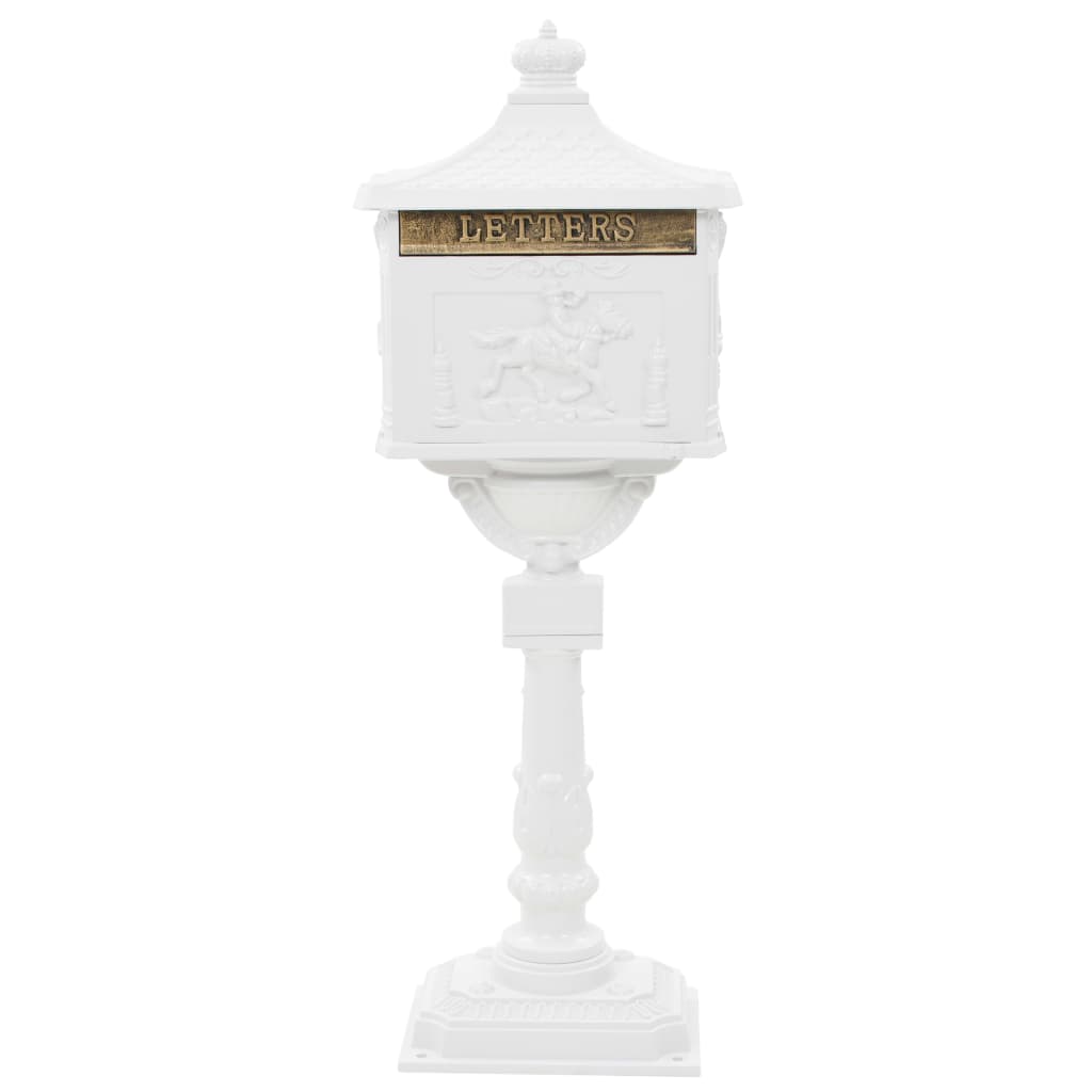 vidaXL Boîte aux lettres sur pied Aluminium Vintage Antirouille Blanc