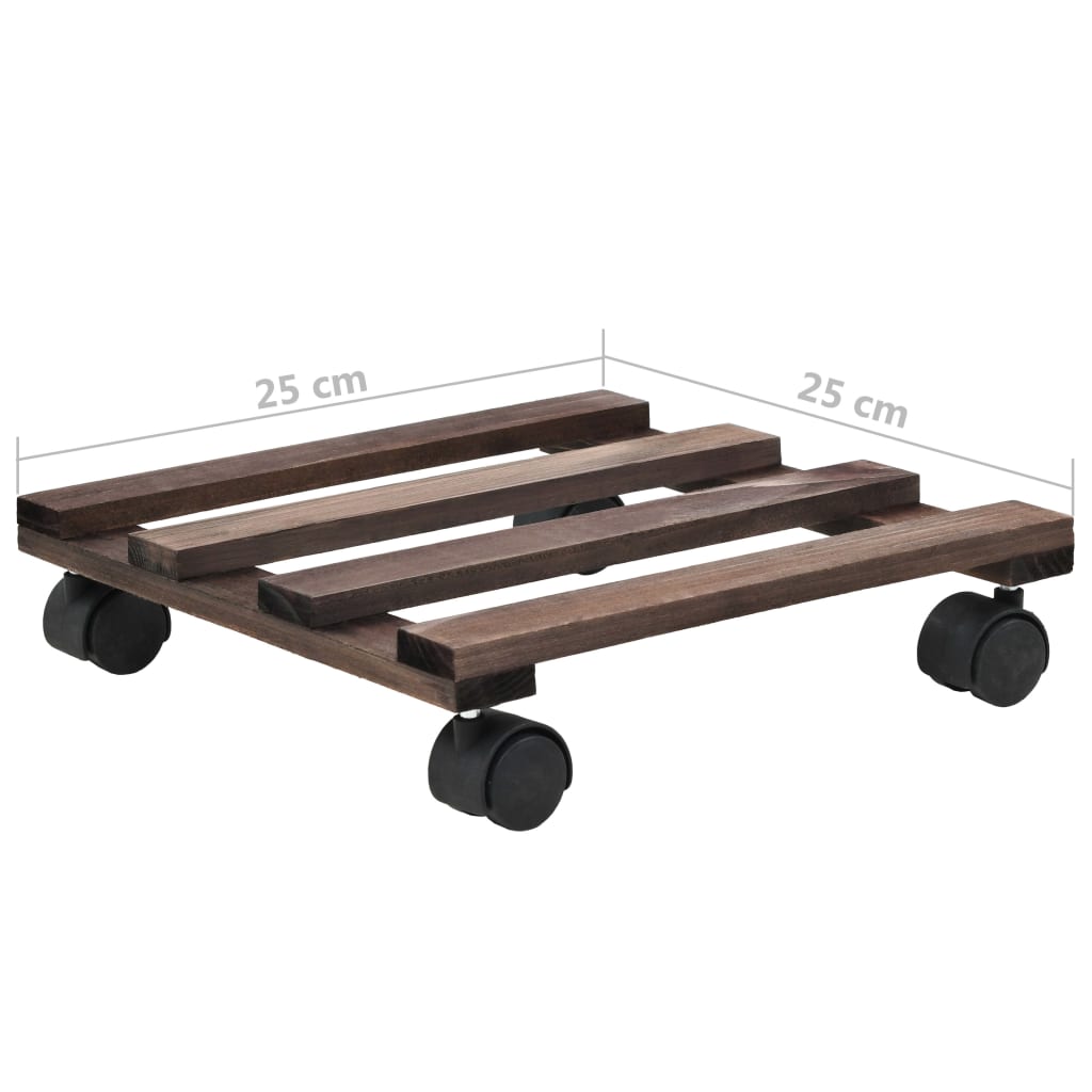 vidaXL Support roulant à plantes Bois de cèdre 4 pcs 25 x 25 cm