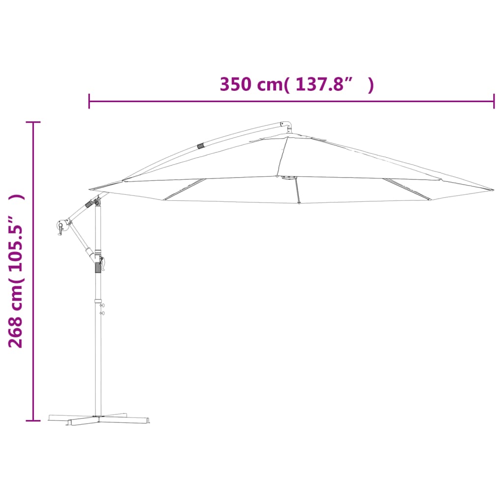 vidaXL Parasol en porte-à-faux avec poteau Aluminium 350 cm Anthracite