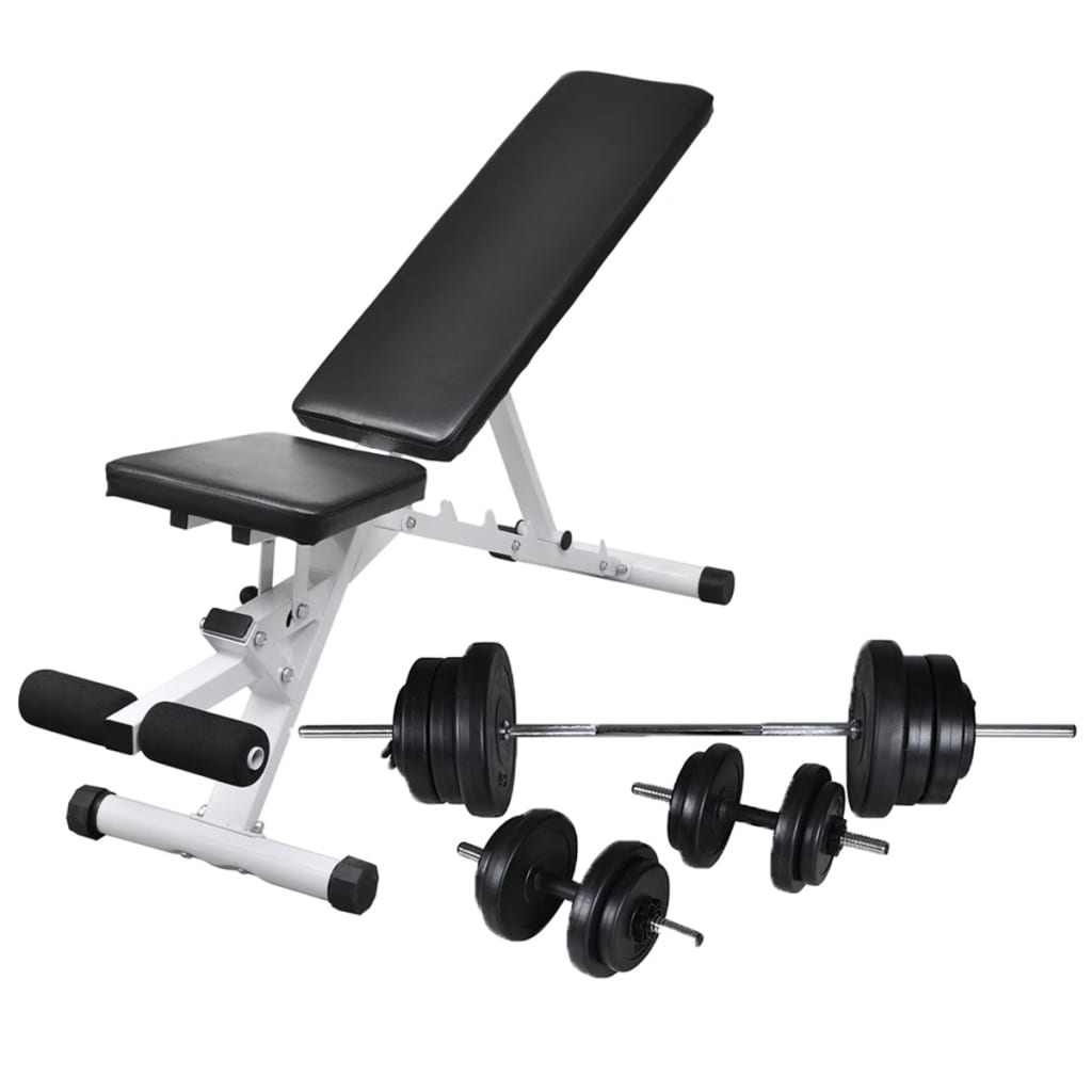 vidaXL Banc d'entraînement avec jeu d'haltères et de disques de poids 60,5 kg