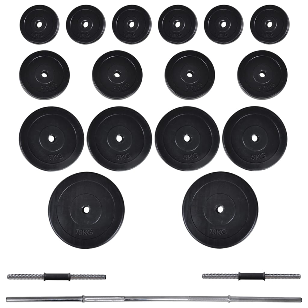 vidaXL Banc d'entraînement avec jeu d'haltères et de disques de poids 60,5 kg