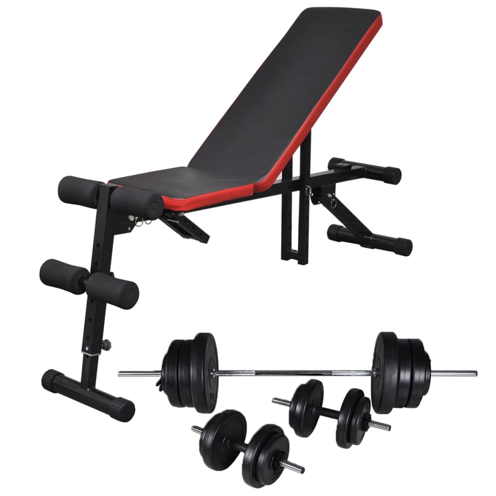 vidaXL Banc d'entraînement réglable avec jeu d'haltères 60,5 kg