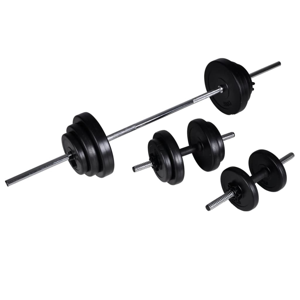 vidaXL Banc d'entraînement avec jeu d'haltères et de disques de poids 30,5 kg