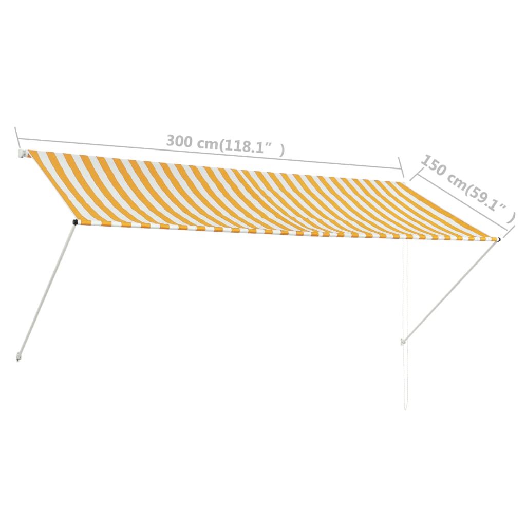 vidaXL Auvent rétractable 300x150 cm Jaune et blanc