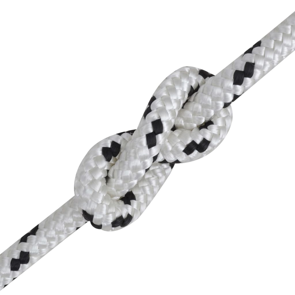 vidaXL Corde de bateau tressée Polyester 8 mm 500 m Blanc
