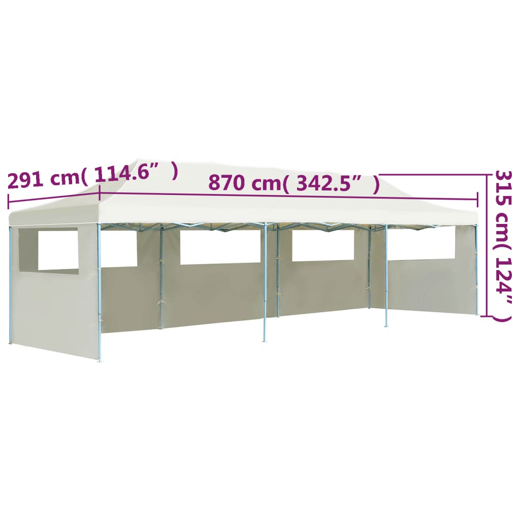 vidaXL Tente de réception pliable avec 5 parois 3x9 m Blanc cassé