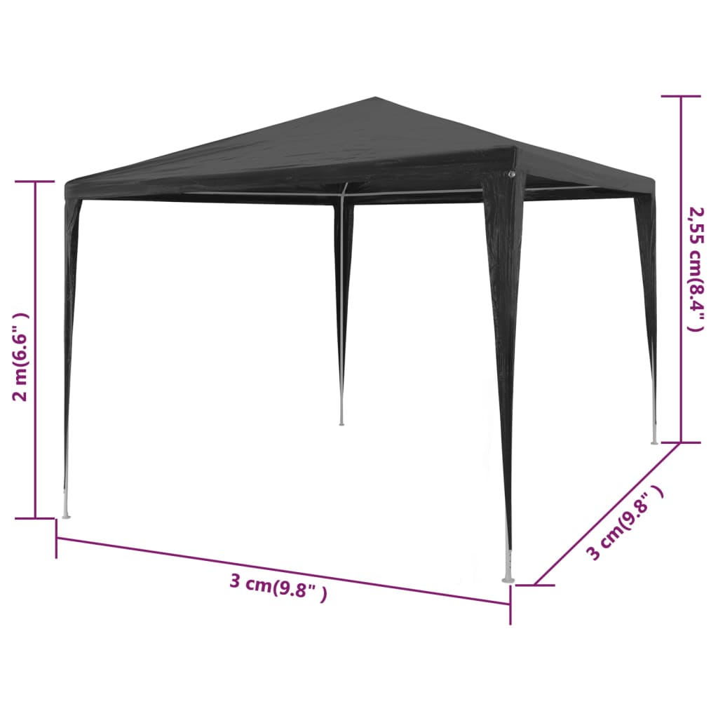 vidaXL Tente de réception 3x3 m PE Anthracite