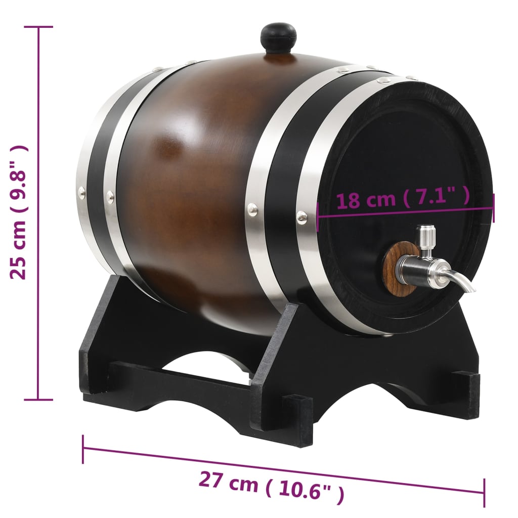 vidaXL Tonneau à vin avec robinet Pin massif 6 L