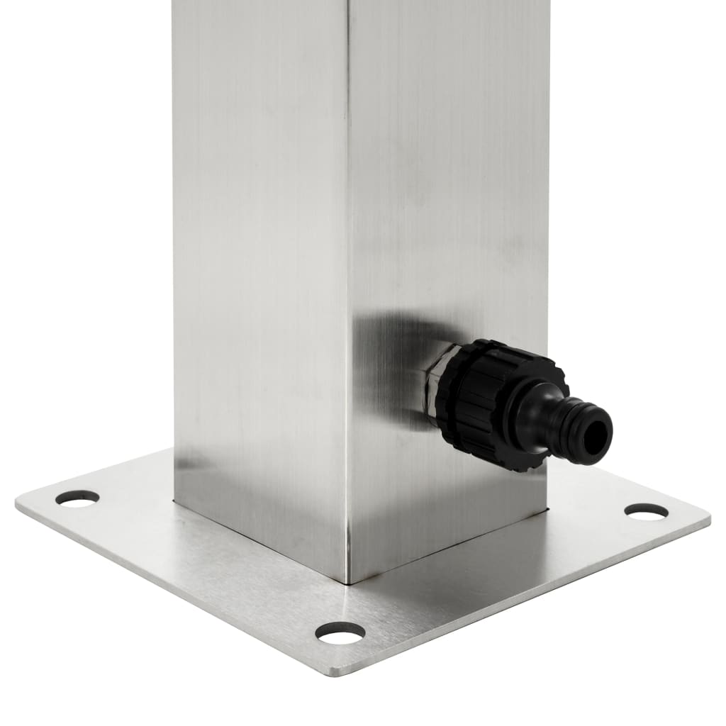 vidaXL Colonne à eau de jardin carrée Acier inoxydable 95 cm