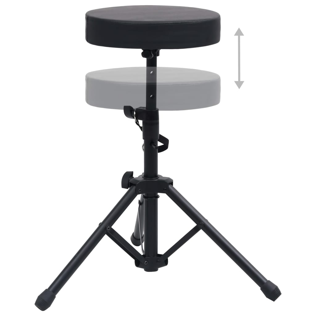 vidaXL Tabouret à tambour réglable Noir Rond