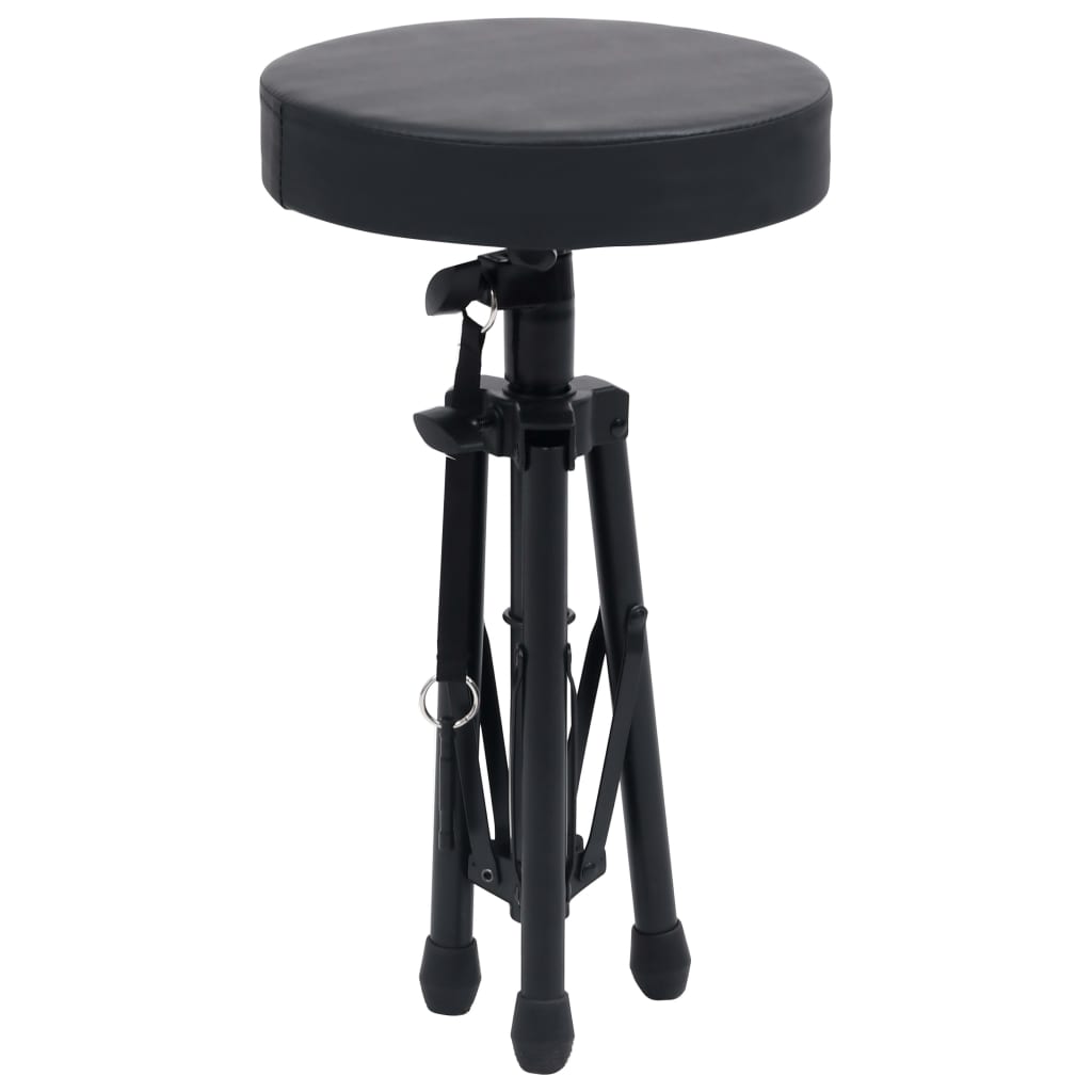 vidaXL Ensemble de support de clavier et de tabouret Noir