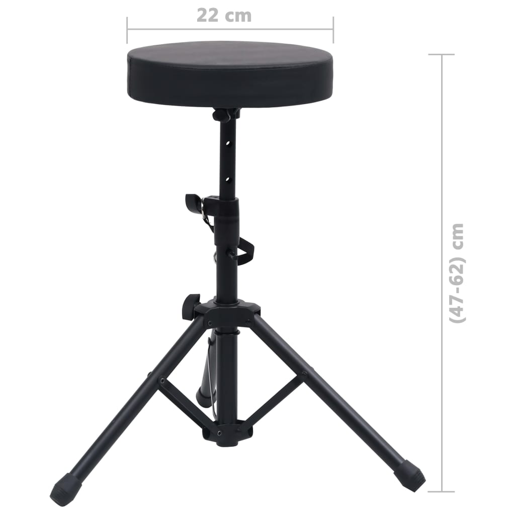 vidaXL Ensemble de support de clavier et de tabouret Noir