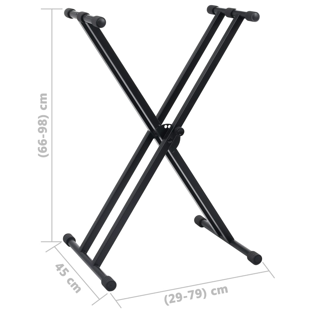vidaXL Kit de support de clavier à empattement double et tabouret Noir