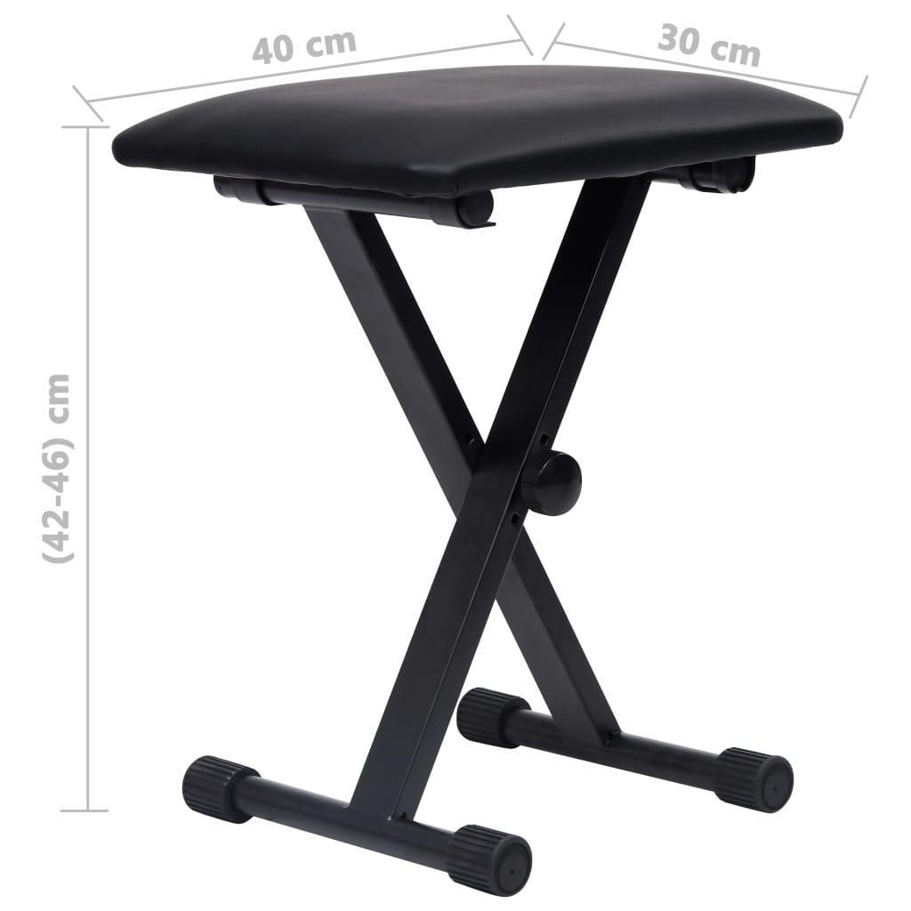 vidaXL Kit de support de clavier à empattement double et tabouret Noir