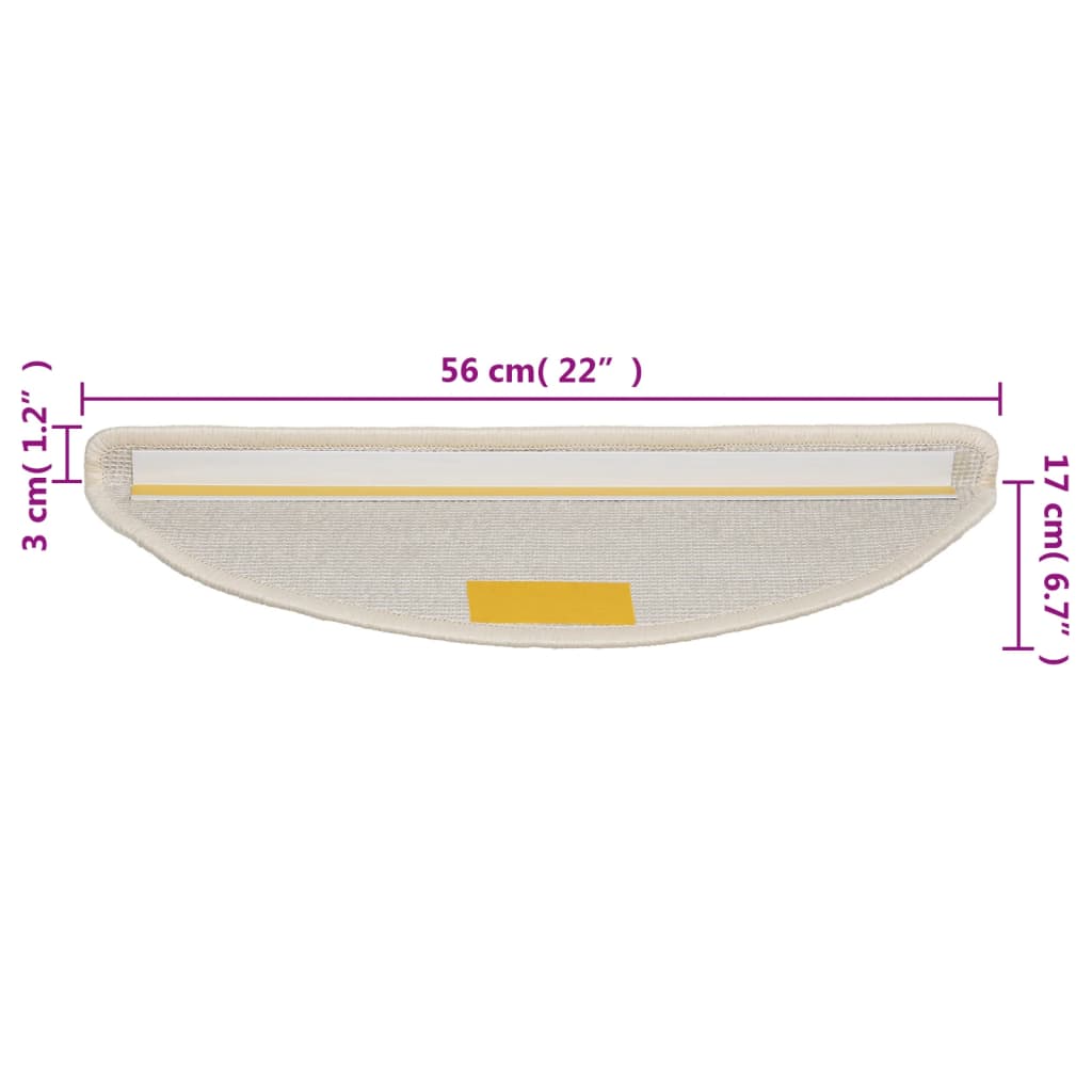 vidaXL Tapis d'escalier 15 pcs blanc 56x17x3 cm