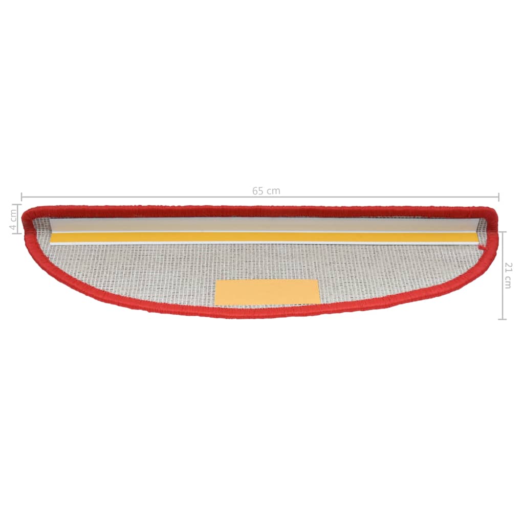 vidaXL Tapis d'escalier 15 pcs rouge 65x21x4 cm