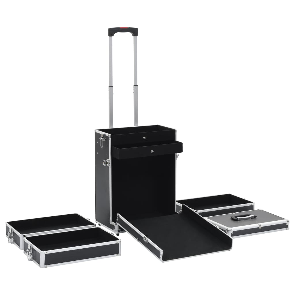 vidaXL Chariot de maquillage Aluminium Noir