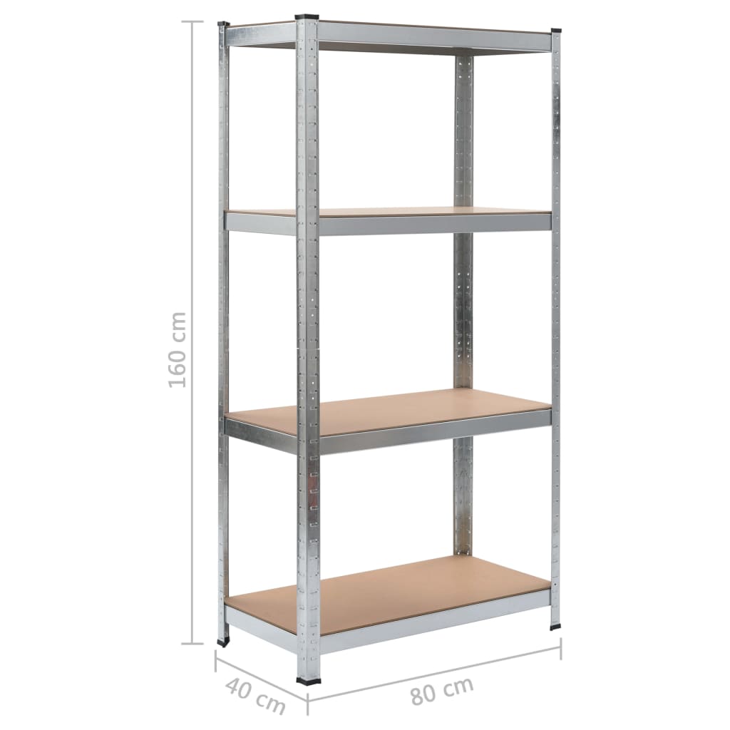 vidaXL Étagères à 4 niveaux 2 pcs Argenté Acier et bois d'ingénierie