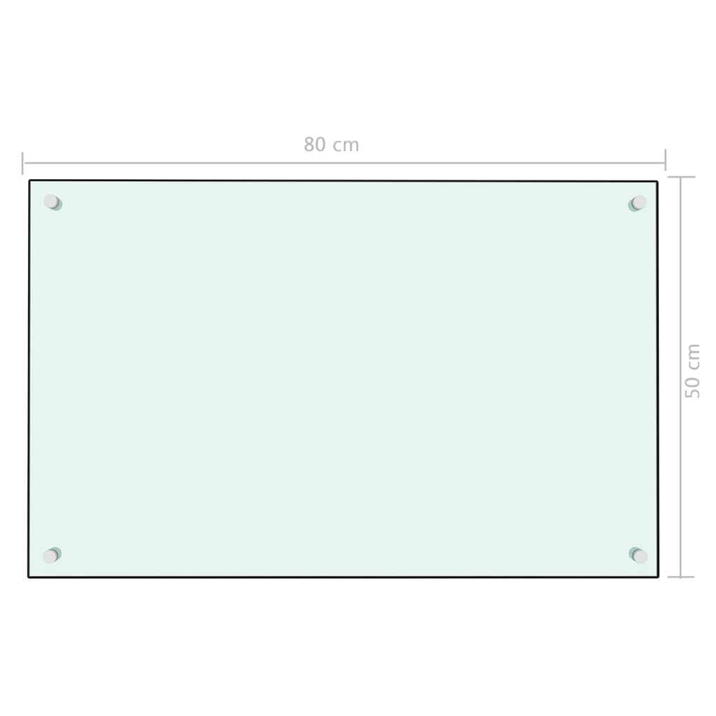 vidaXL Dosseret de cuisine Blanc 80x50 cm Verre trempé