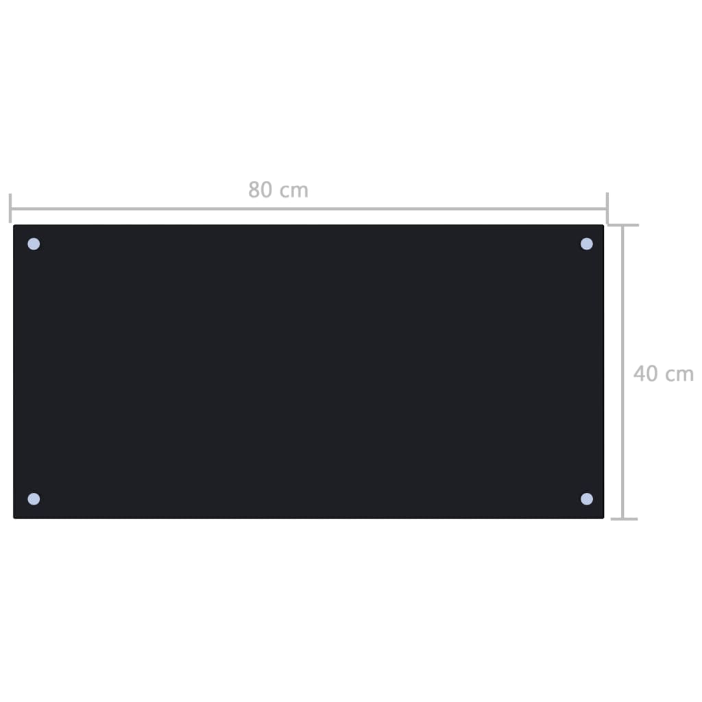 vidaXL Dosseret de cuisine Noir 80x40 cm Verre trempé