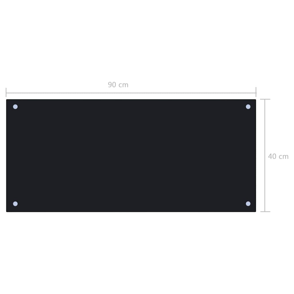 vidaXL Dosseret de cuisine Noir 90x40 cm Verre trempé