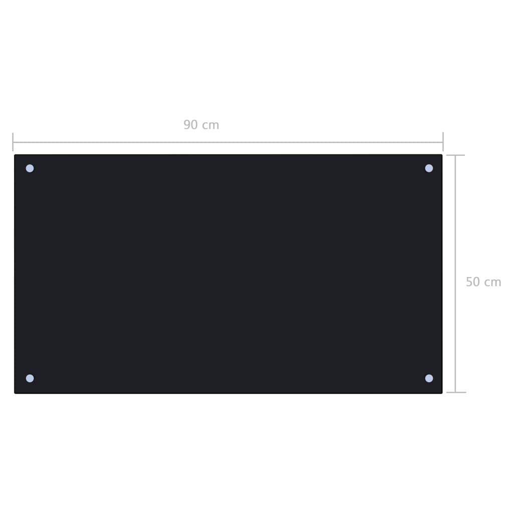 vidaXL Dosseret de cuisine Noir 90x50 cm Verre trempé