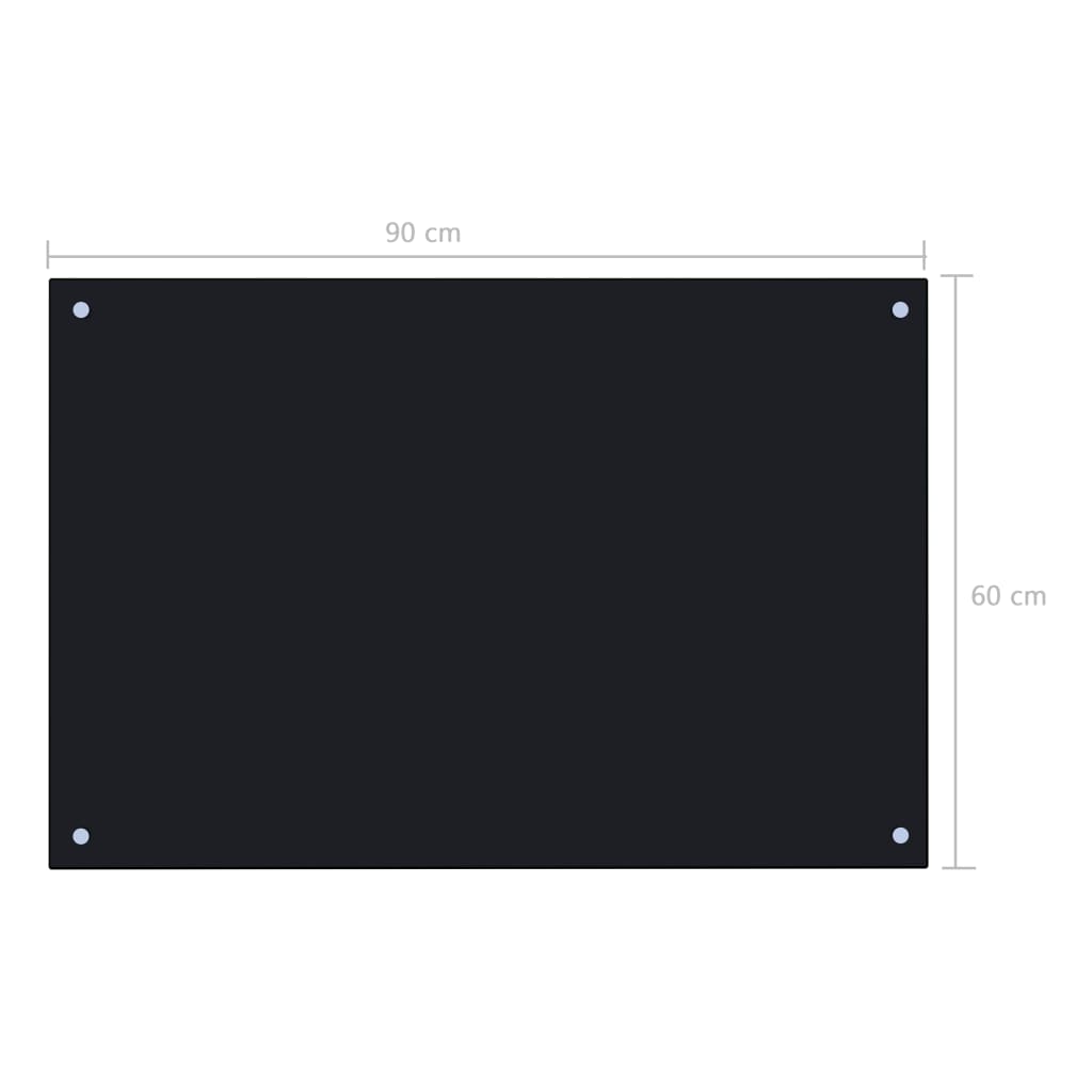 vidaXL Dosseret de cuisine Noir 90x60 cm Verre trempé