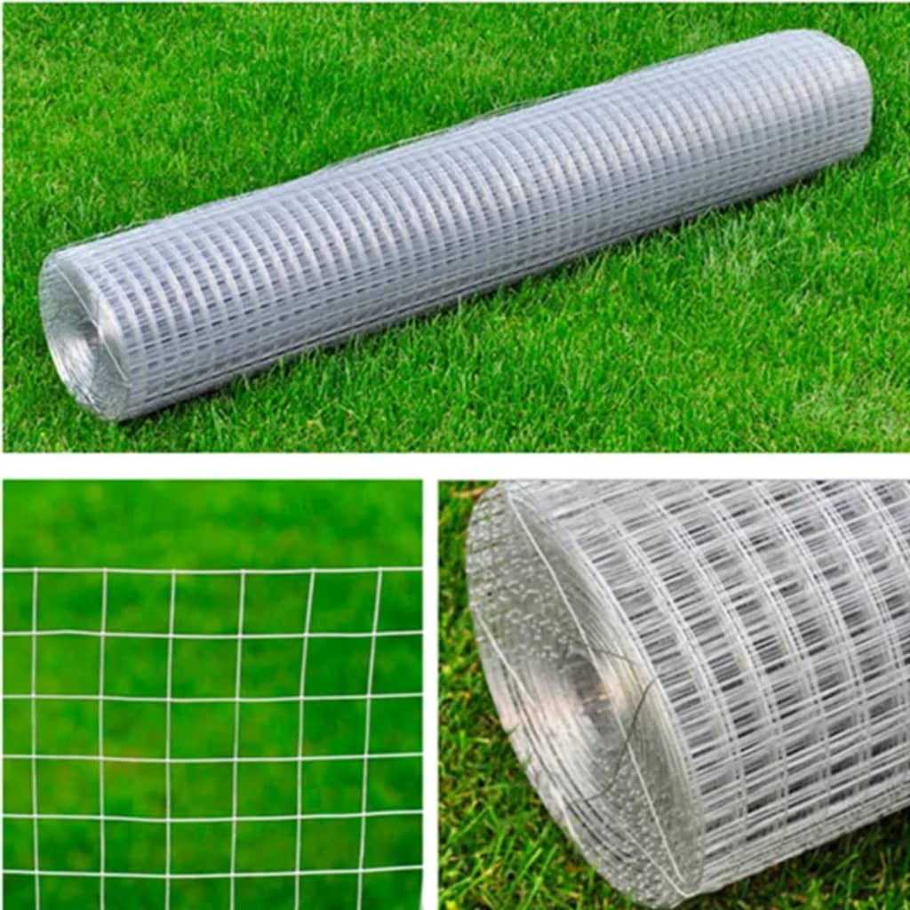 vidaXL Clôture en treillis Acier galvanisé Carré 1x25 m Argenté