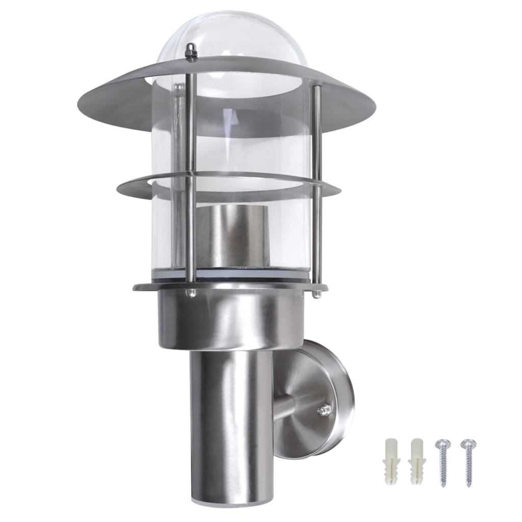 vidaXL Lampe murale LED de patio Acier inoxydable